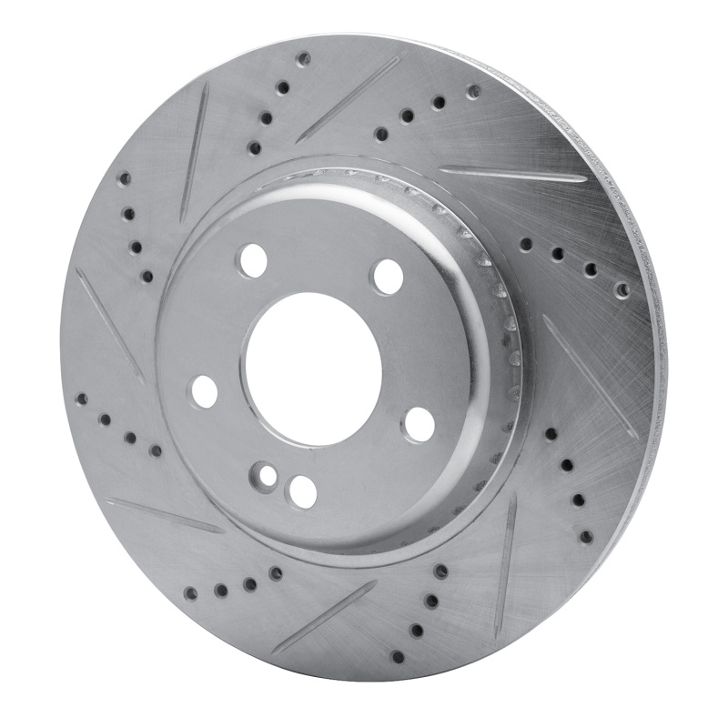 Mercedes-Benz C300 Brake Rotor (1) - Rear Left - R1 Concepts - Drilled & Slotted - Silver - `15-`23